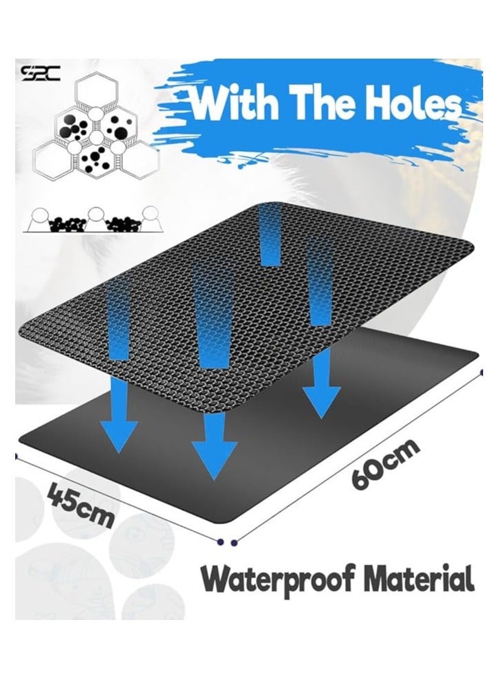 s2c premium cat litter mat cat litter matte scatter control cat mat waterproof double layer honeycomb design easy to clean cat accessories for indoor cats 45 60 - Image 2