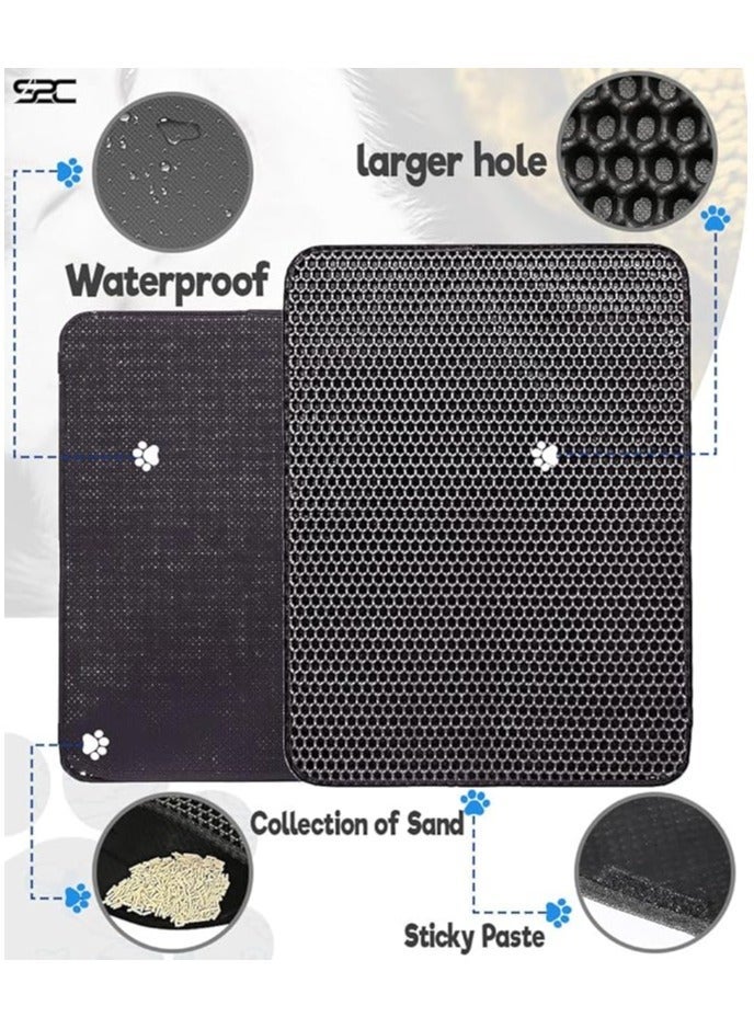 s2c premium cat litter mat cat litter matte scatter control cat mat waterproof double layer honeycomb design easy to clean cat accessories for indoor cats 45 60 - Image 4