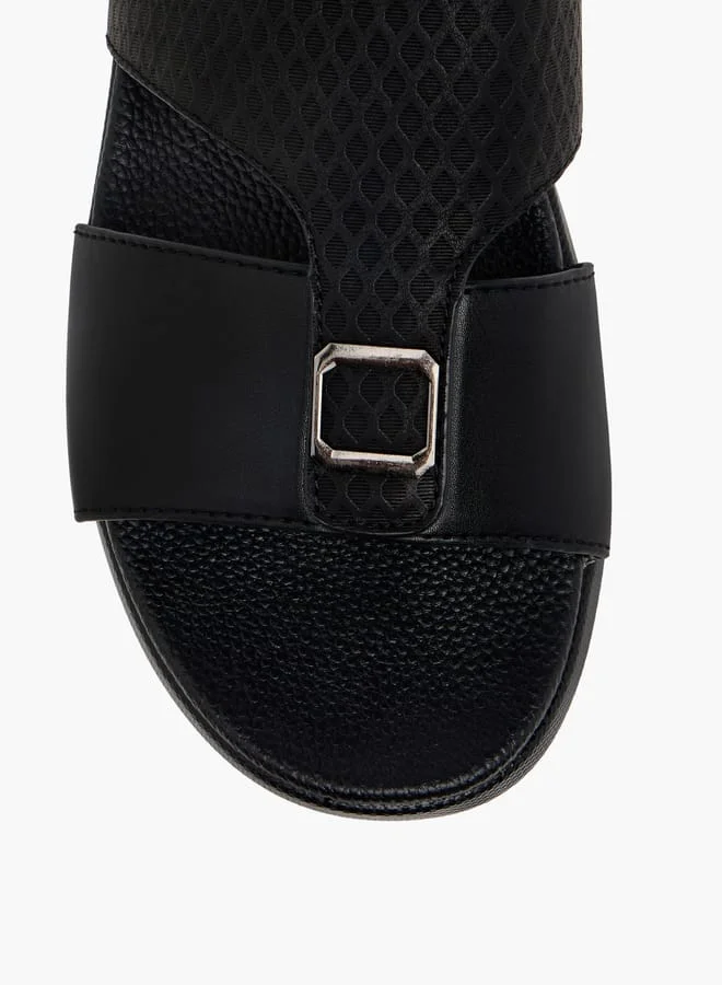 LBL by Shoexpress Men Textured Slip-On Sandals with Metallic Detail