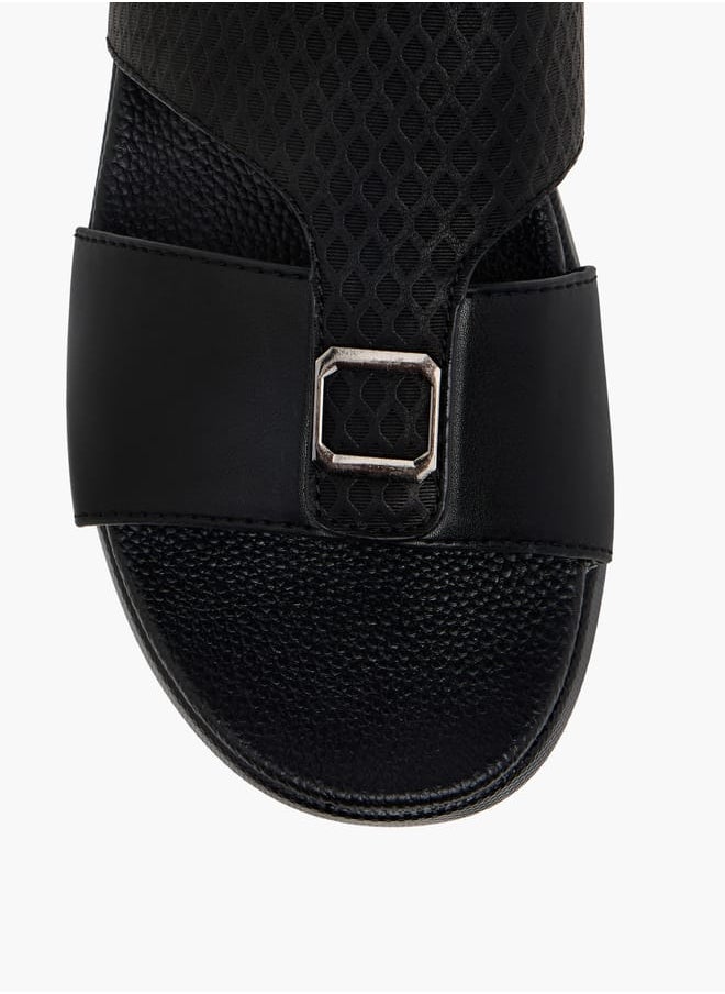 LBL by Shoexpress Men Textured Slip-On Sandals with Metallic Detail  - Image 3
