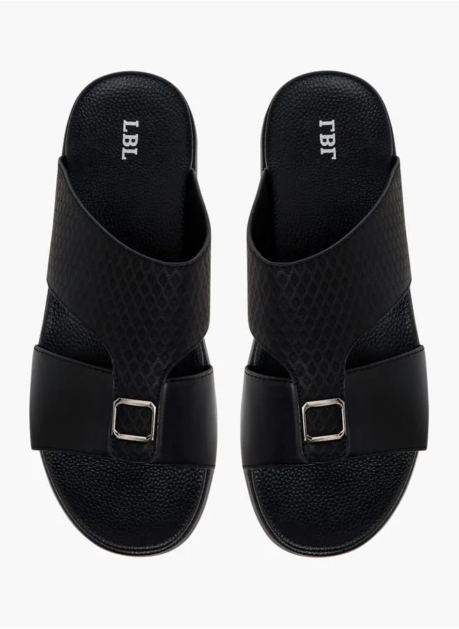 LBL by Shoexpress Men Textured Slip-On Sandals with Metallic Detail