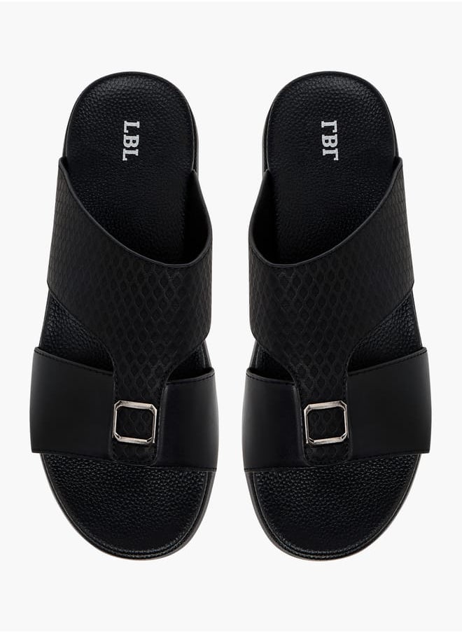 LBL by Shoexpress Men Textured Slip-On Sandals with Metallic Detail  - Image 1