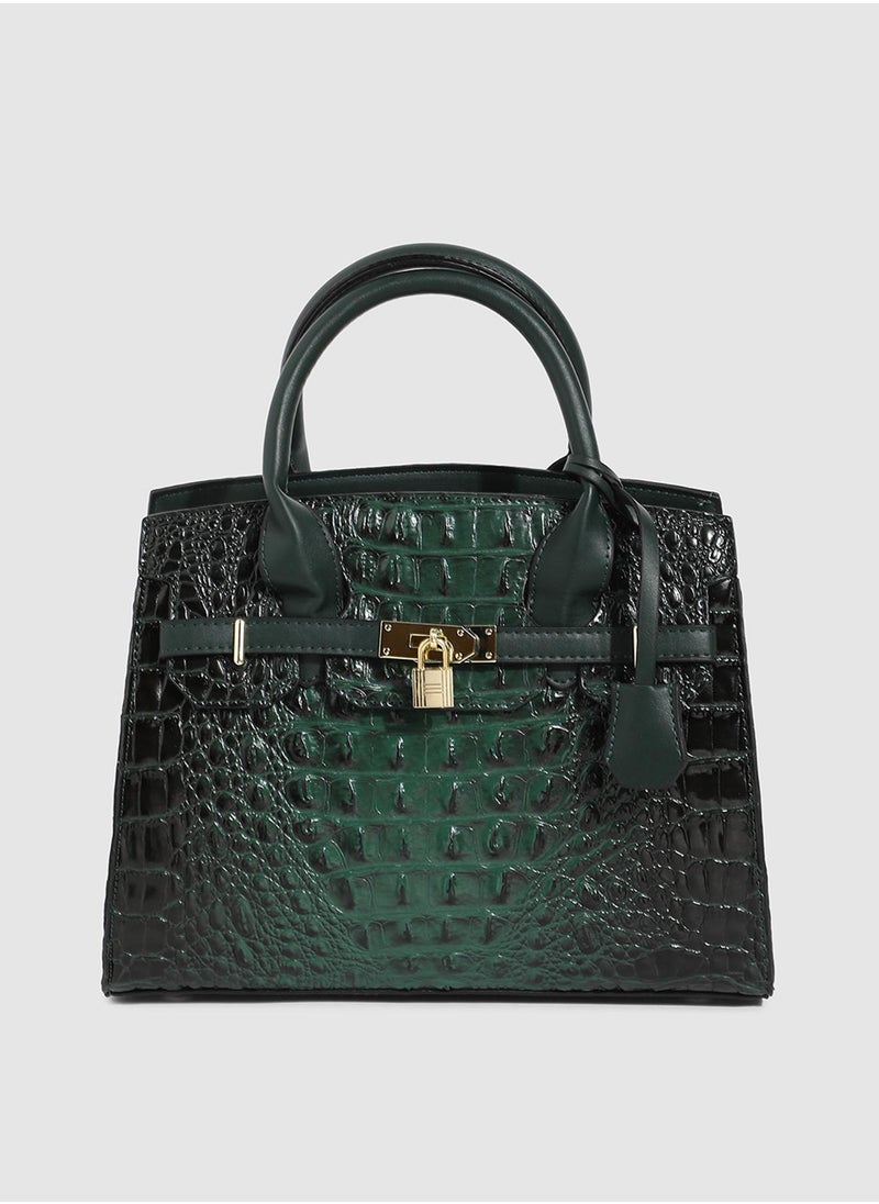 Haute Sauce Lock Buckle Handbag - Forest Green  - Image 1