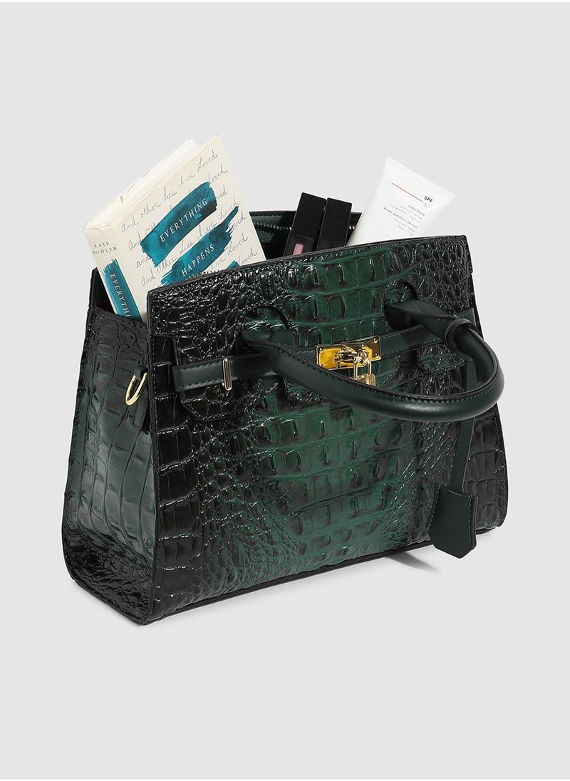 Haute Sauce Lock Buckle Handbag - Forest Green  - Image 2