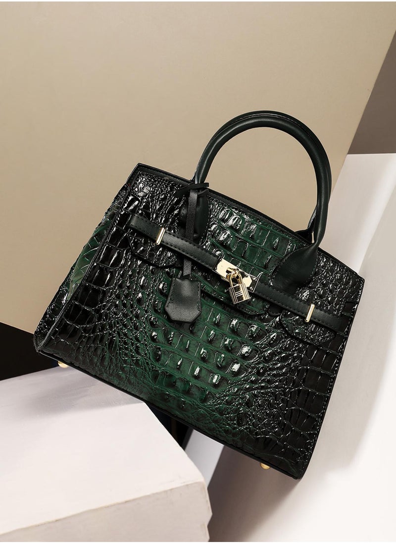 Haute Sauce Lock Buckle Handbag - Forest Green  - Image 4