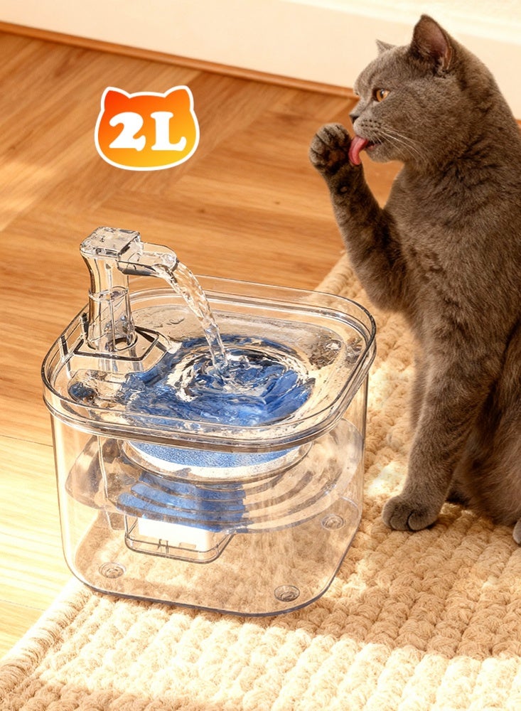 LAPET Pet Water Fountain 2L - Ultra-Quiet Pump, Continuous Flow with Activated Carbon Filter, Automatic Drinking Bowl for Cats and Small Dogs - Image 1