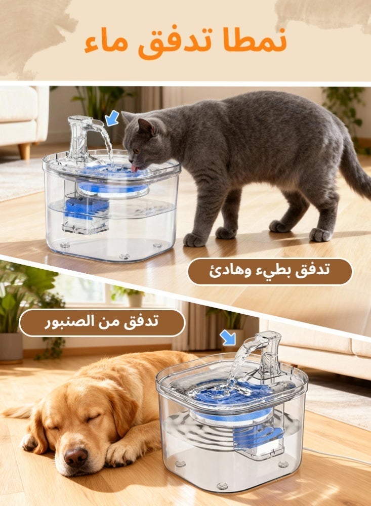 LAPET Pet Water Fountain 2L - Ultra-Quiet Pump, Continuous Flow with Activated Carbon Filter, Automatic Drinking Bowl for Cats and Small Dogs - Image 4
