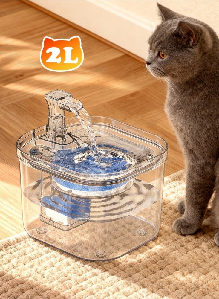 LAPET Pet Water Fountain 2L - Ultra-Quiet Pump, Continuous Flow with Activated Carbon Filter, Automatic Drinking Bowl for Cats and Small Dogs - Image 1
