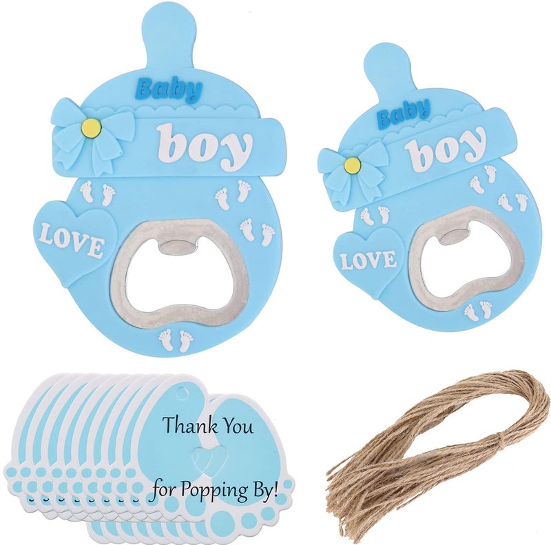 Yuokwer 24 pcs Baby Boy Bottle Opener Baby Shower Favor for Guest Boy Baby Shower Party SouvenirKeepsakeDecorationRefrigerator PVC Metal Bottle Opener for Beer Blue 24 
