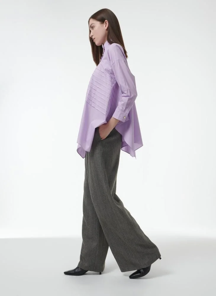 Leem Asymmetric Hem Pintuck Blouse