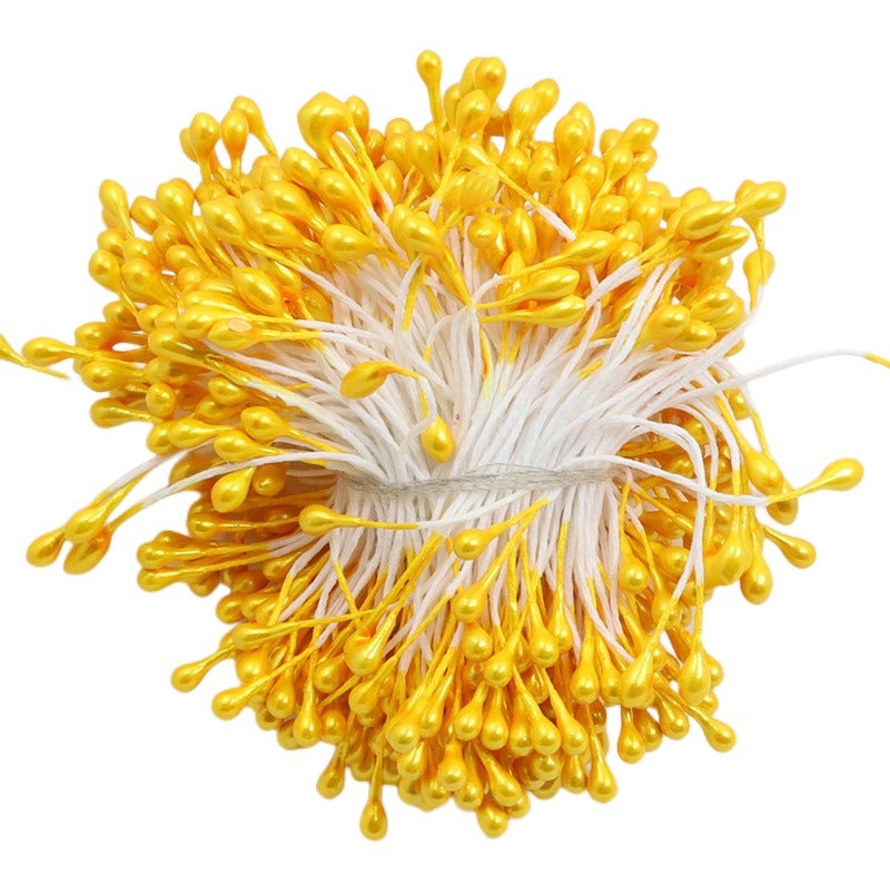 Generic 240pc 3mm Pearl Bead Flower Stamen Simulation Gypsum Floral Craft Supplies 27# egg yolk 