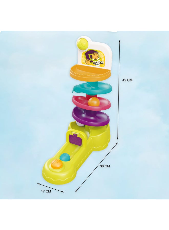 COGNIKIDS لعبة كرة السلة للأطفال الصغار - لعبة حلقة الكرة 3 في 1 مع مسار دوار وإطلاق | لعبة تنسيق اليد والعين ومهارات الحركة للأطفال من 18 شهرًا وما فوق | تشمل 3 كرات - Image 5