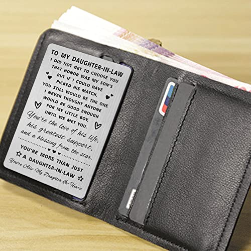 SOUSYOKYO Daughter in law Gifts from Father Mother In Law, New Daughters in Law Wedding Mothers Day Day Birthday Metal Card, Future - Image 3