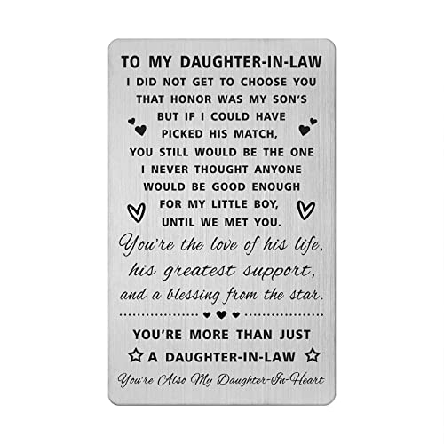 SOUSYOKYO Daughter in law Gifts from Father Mother In Law, New Daughters in Law Wedding Mothers Day Day Birthday Metal Card, Future - Image 1