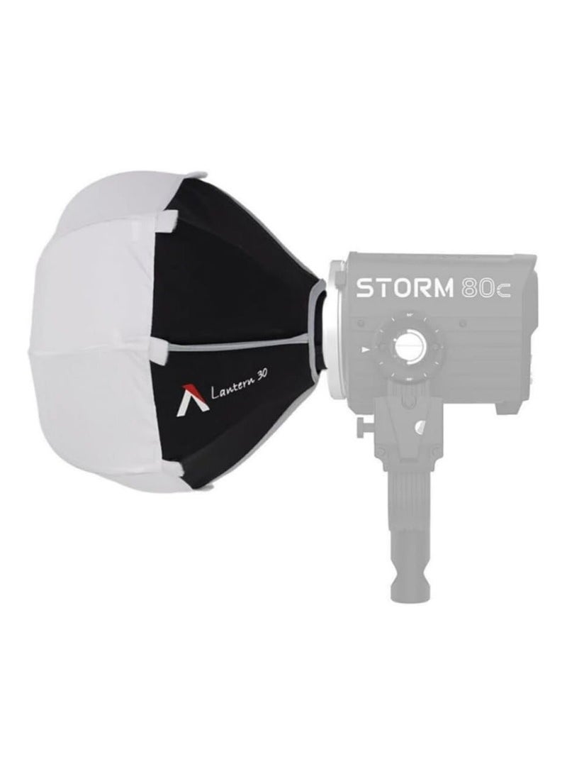 أبتشر Aputure Lantern 30 for STORM 80c – 30cm Mini Omni-Directional Softbox, Portable Diffusion Light Modifier with Control Skirt, Soft Ambient Lighting Accessory for LED Video Lights, Compact Studio Lighting Attachment for Filmmaking, Photography - Image 1