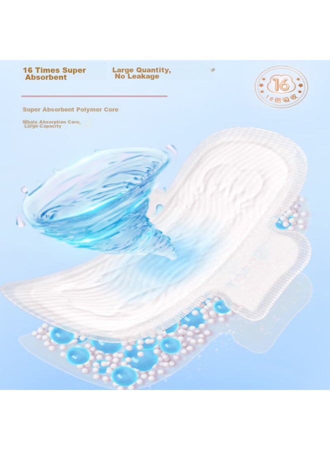 Space 7 Qidukongian Girls Ultra-thin 100% Pure Cotton Nighttime Sanitary Napkins 338mm*8 Pieces - Image 2