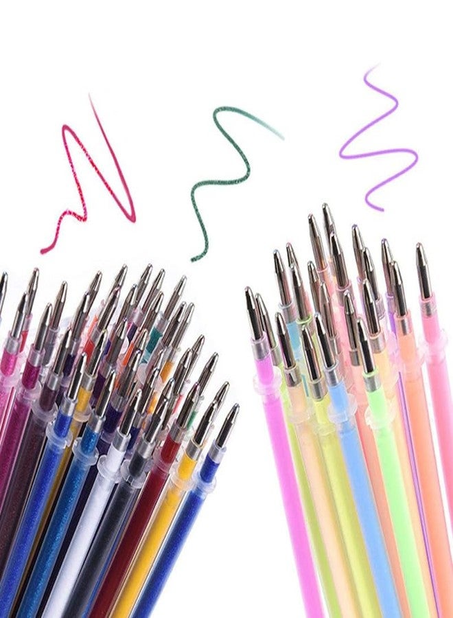 SHINEOFI 96Pcs Colorful Gel Pen Refills, Glitter and Metallic Ink Pen Refills, Universal Ballpoint Ink Replacements Cartridges for Kids Adults Coloring Books Drawing Scrapbooking - Image 3