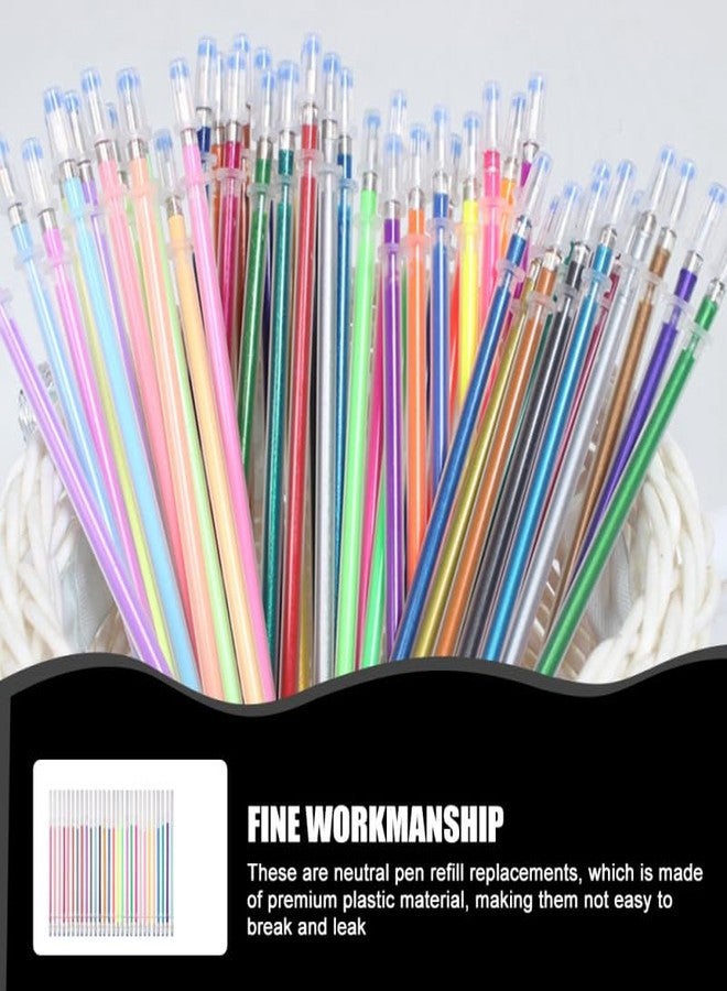 SHINEOFI 96Pcs Colorful Gel Pen Refills, Glitter and Metallic Ink Pen Refills, Universal Ballpoint Ink Replacements Cartridges for Kids Adults Coloring Books Drawing Scrapbooking - Image 2