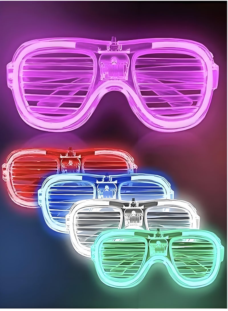 Lee Yon 5-Piece Neon Glow Glasses Led Light up Shutter Flashing Sunglasses for Kids Adults Party, Pink/Red/Blue/White/Green - Image 1