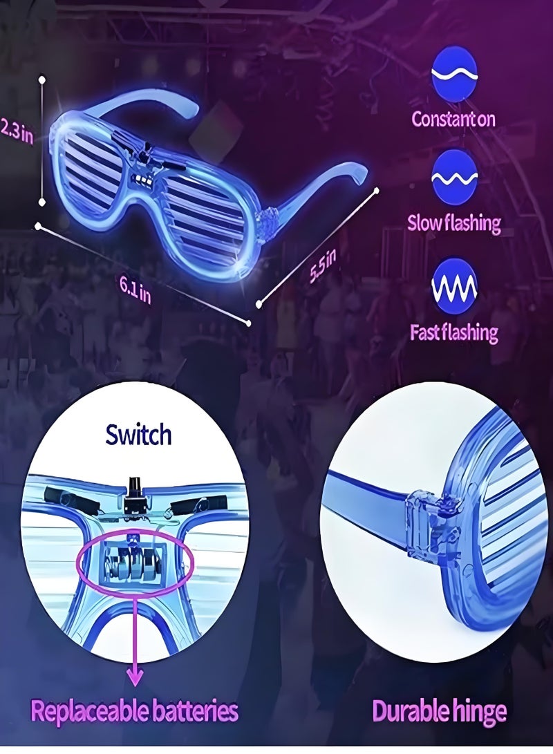 Lee Yon 5-Piece Neon Glow Glasses Led Light up Shutter Flashing Sunglasses for Kids Adults Party, Pink/Red/Blue/White/Green - Image 5