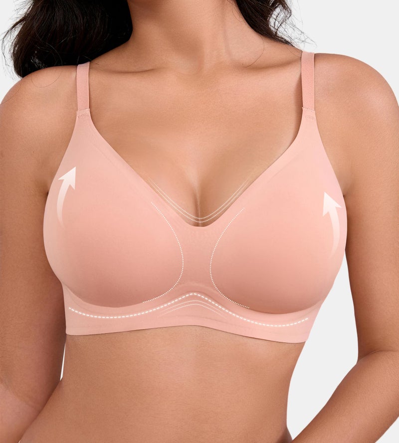 DEANGELMON Womens Seamless Bras No Underwire Push Up Bras Comfort V Neck Padded Bra Wireless Bralette Basic Everyday Bra Multiple Pack(3P1,M) - Image 2