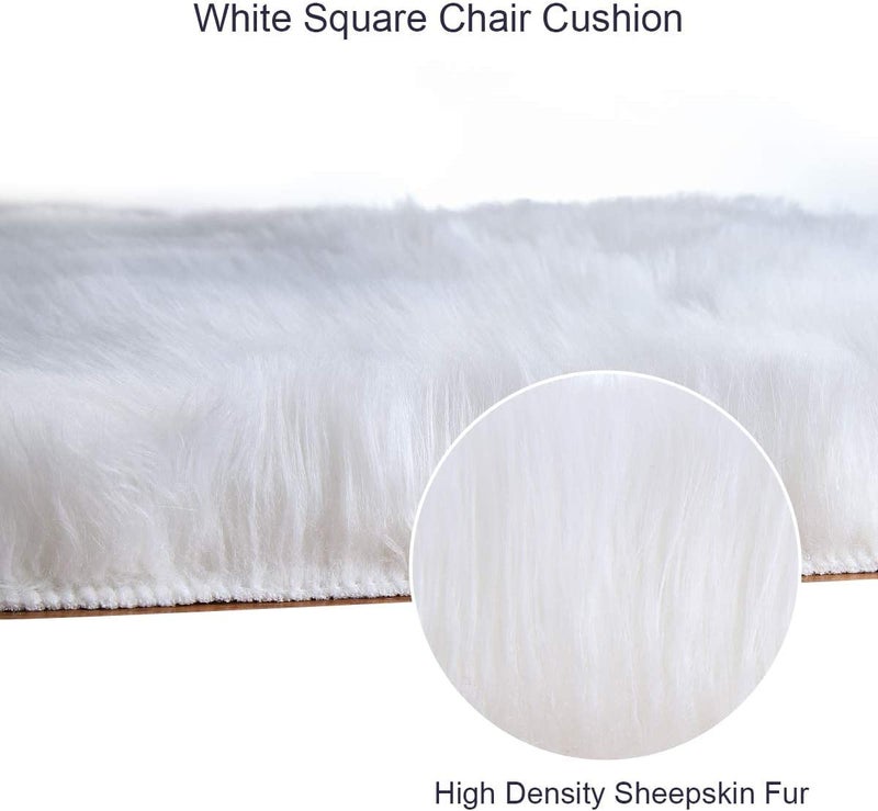 Softlife White Faux Fur Sheepskin Chair Cover 6 PCs Seat Cushion Pad Super Soft Area Rugs for Living Bedroom Sofa (1.6ft x 1.6ft) - Image 5