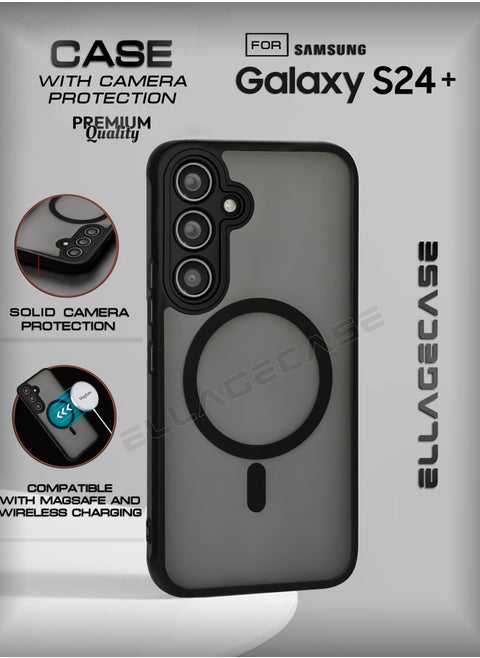 Case for Samsung Galaxy S24 Plus, Ultra Thin Frameless Case With MagSafe Wireless Charging, Solid Camera Protection, Shockproof Magnetic Black Cover