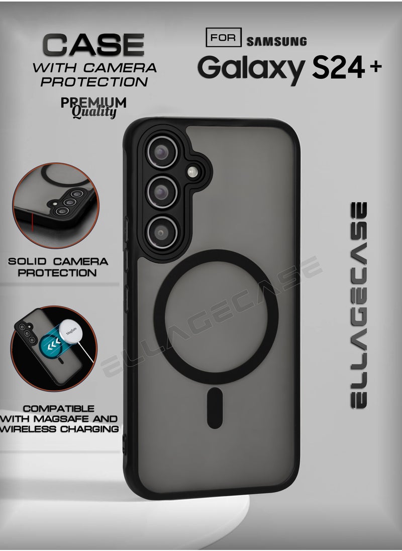 Case for Samsung Galaxy S24 Plus, Ultra Thin Frameless Case With MagSafe Wireless Charging, Solid Camera Protection, Shockproof Magnetic Black Cover