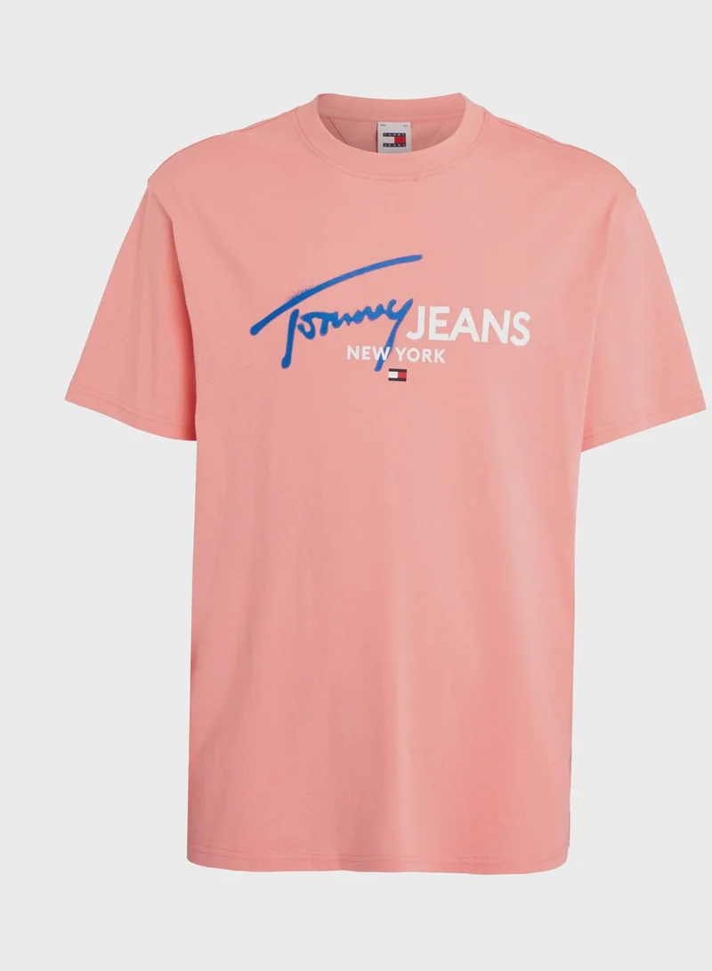TOMMY JEANS Text Print Crew Neck T-Shirt