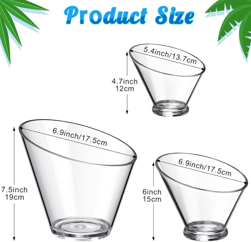 Sawysine Sawysine 12 Sets Assorted Size Acrylic Candy Serving Bowls Clear Angled Candy Jar Popcorn Bowls Snack Dishes with Measuring Scoops for Summer Wedding Holiday Party  - Image 2