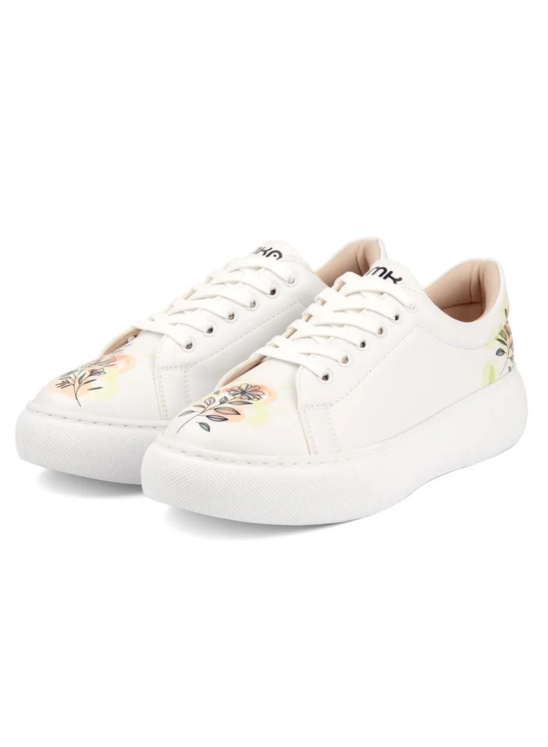 Mumka White Flowers Sneakers for Women | Best Price UAE