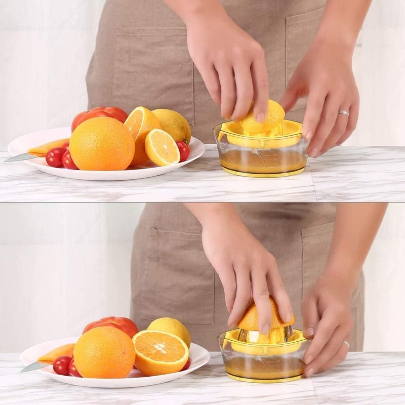 Kasmoire Citrus Lemon Orange Juicer, Manual Hand Squeezer with Built-in Measuring Cup and Strainer, 8OZ (Yellow) - Image 3
