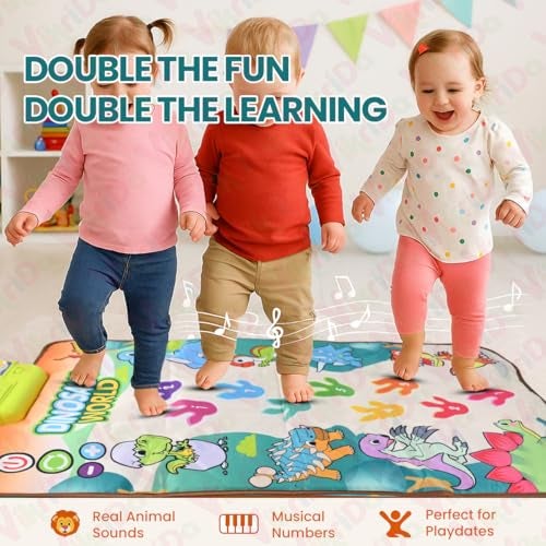 VikriDA Musical Floor Mat Piano for Babies & Toddlers | Dino-Themed Interactive Play Mat with Animal Sounds & Learning Activities - Image 2
