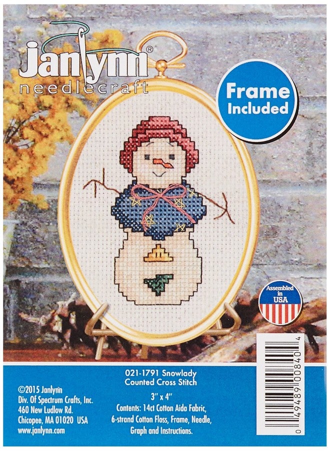 Janlynn 21-1791 14 Count Snowlady Mini Counted Cross Stitch Kit, 3" by 4" - Image 1