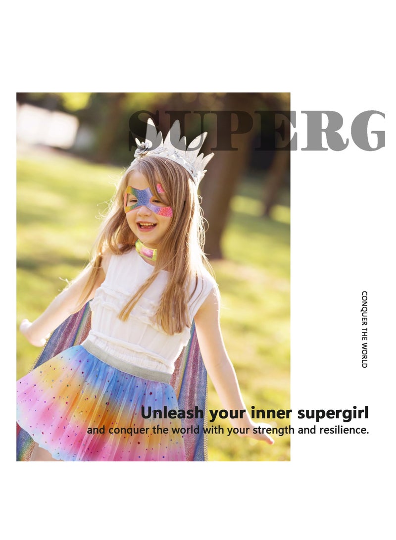 Superhero Capes for Kids Super Hero Costumes Girls Big Sister Gifts Toddler Princess Dress Up Mask TuTu Party - Image 2