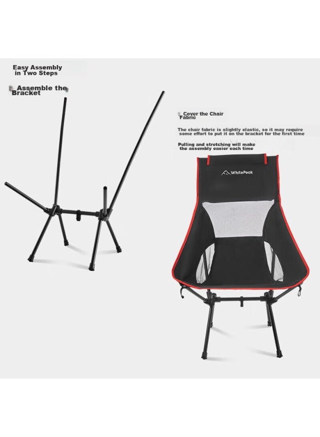 Whitepeak Moon Chair, Outdoor Folding Chair, Camping Portable Fishing Stool, Picnic High-back Lounge Chair, Beach Chair, Large Size - Image 5