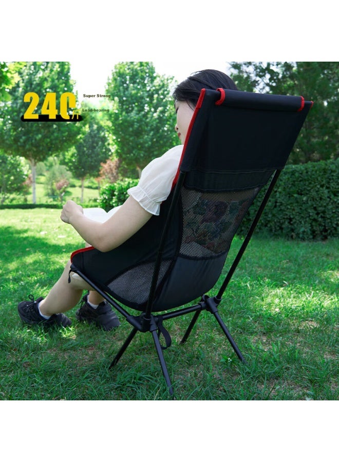 Whitepeak Moon Chair, Outdoor Folding Chair, Camping Portable Fishing Stool, Picnic High-back Lounge Chair, Beach Chair, Large Size - Image 2