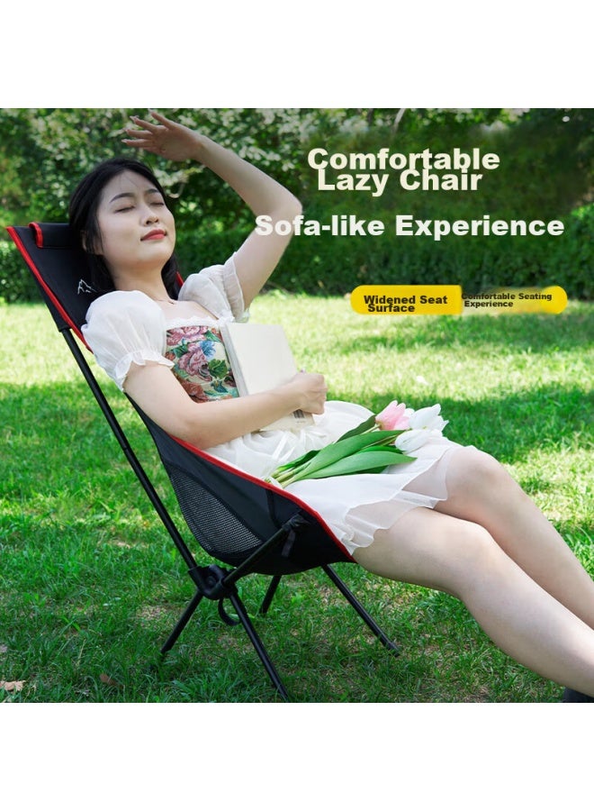 Whitepeak Moon Chair, Outdoor Folding Chair, Camping Portable Fishing Stool, Picnic High-back Lounge Chair, Beach Chair, Large Size - Image 1