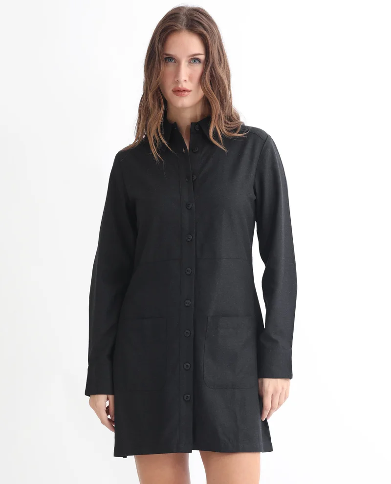 Rareism Women's Chic Short Button-Down Dress