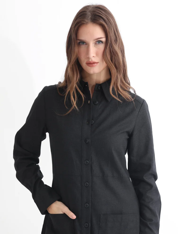 Rareism Women's Chic Short Button-Down Dress