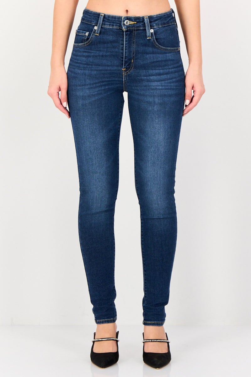 Levi's Women Skinny Fit Washed Stretchable 721 Jeans, Dark Blue - Image 1