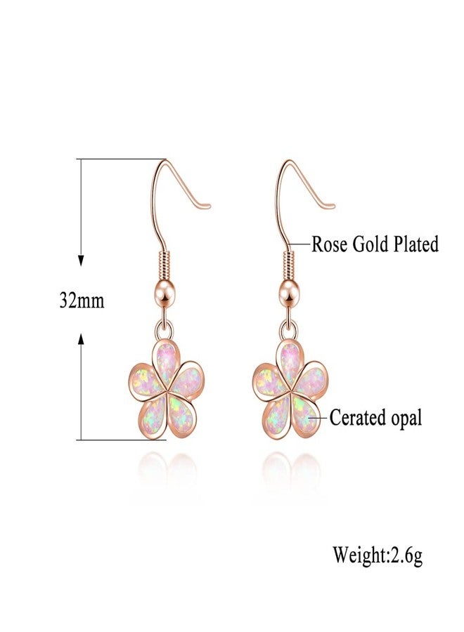 CiNily Rose Gold Plated Flower Dangle Drop Earrings Opal Earrings for Women Opal Jewelry Gift - Image 3