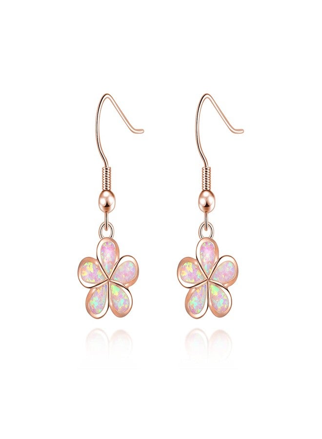 CiNily Rose Gold Plated Flower Dangle Drop Earrings Opal Earrings for Women Opal Jewelry Gift - Image 1