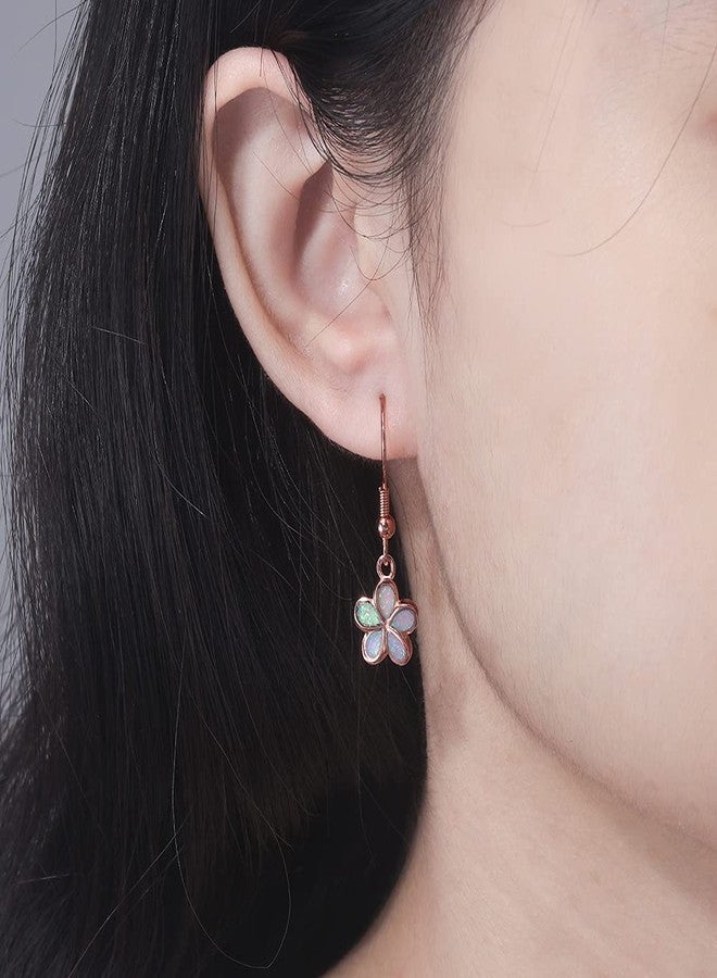 CiNily Rose Gold Plated Flower Dangle Drop Earrings Opal Earrings for Women Opal Jewelry Gift - Image 4