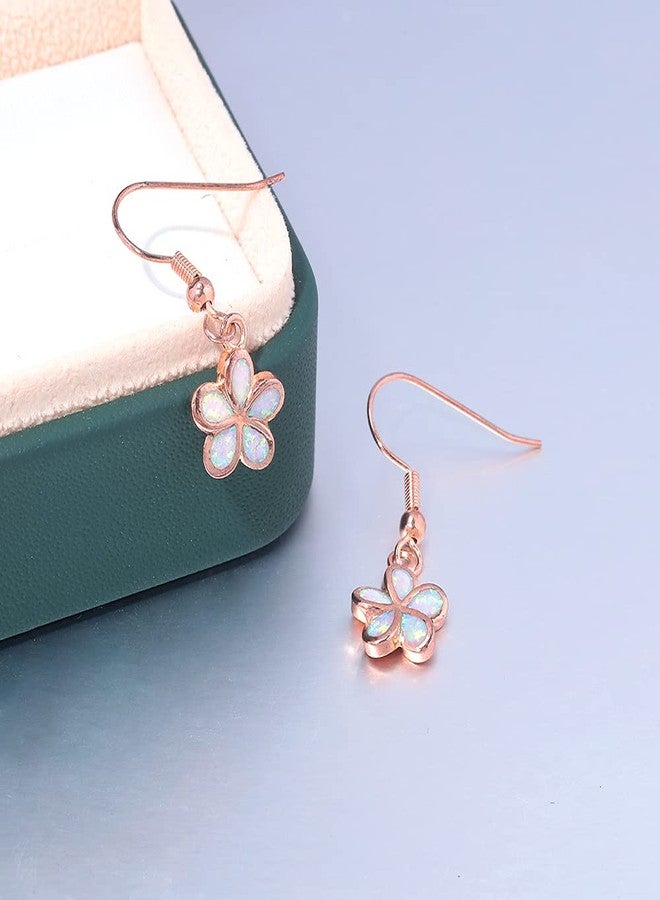 CiNily Rose Gold Plated Flower Dangle Drop Earrings Opal Earrings for Women Opal Jewelry Gift - Image 5