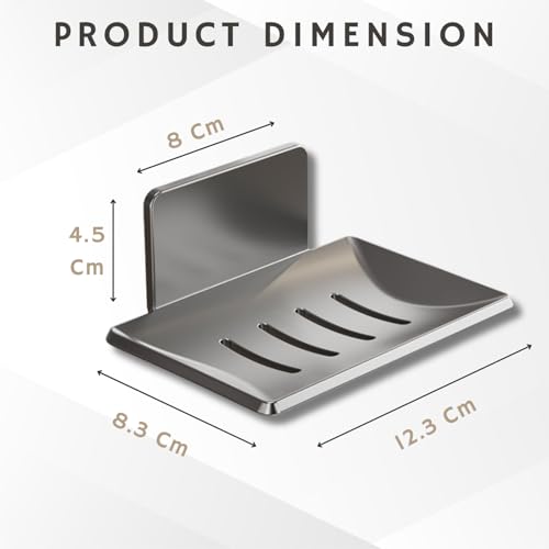 Tenom Soap Stand for Bathroom, Space Aluminum Soap Holder for Bathroom Stickable Wall Mounted, Rustproof Soap Dish, Durable Soap Box (Black, Pack of 1) - Image 2