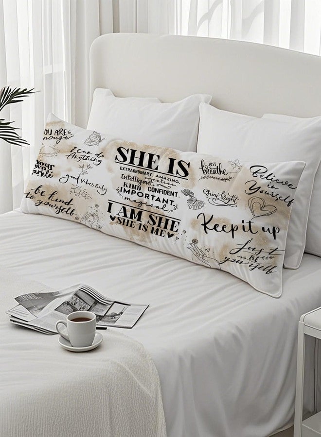 PIUD Inspirational 20x54 Body Pillow Cover, Girls Room Decor, Motivational Affirmation Gifts for Women, She is I Am She Positive Decorative Long Body Pillow Cases for Bed Couch - Image 4