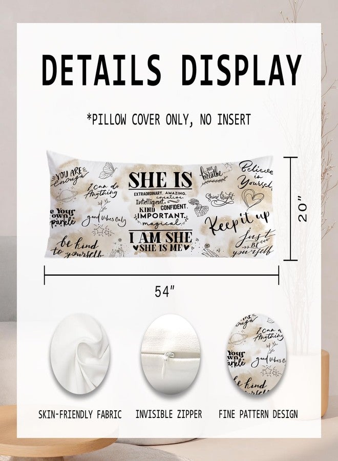 PIUD Inspirational 20x54 Body Pillow Cover, Girls Room Decor, Motivational Affirmation Gifts for Women, She is I Am She Positive Decorative Long Body Pillow Cases for Bed Couch - Image 2