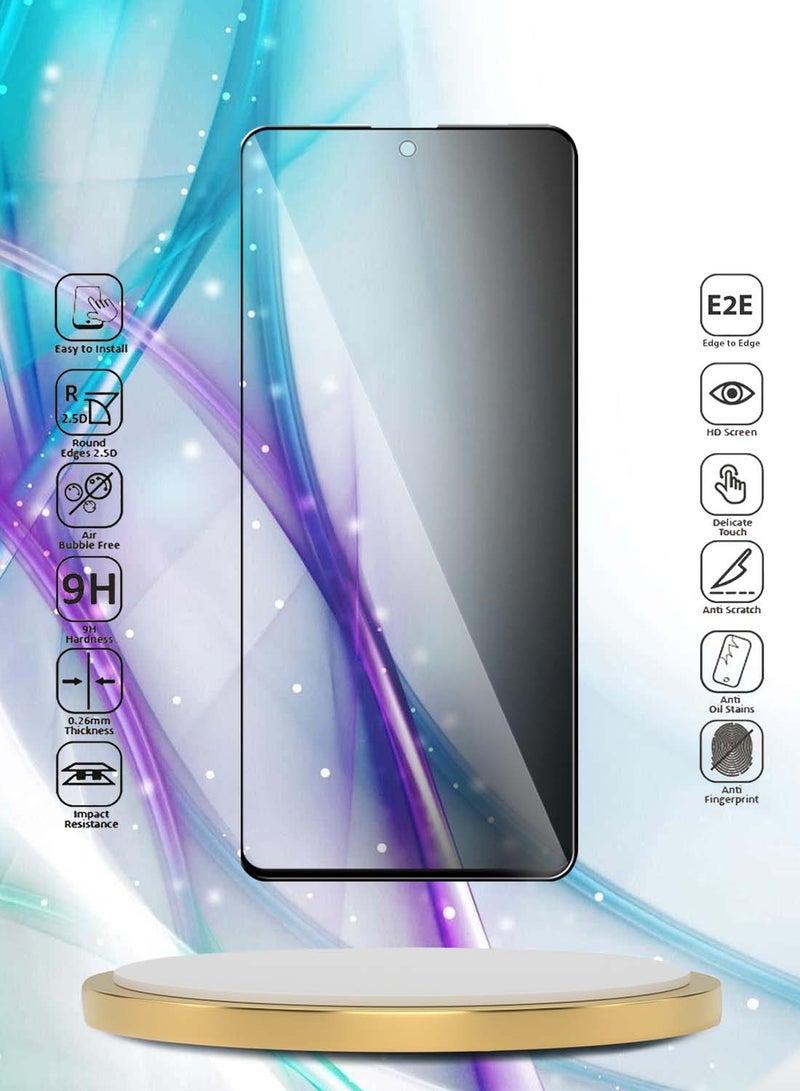 دبليو تيك سامسونج جالاكسي A56 5G 2024 Premium E2E Series خصوصية الغراء الكامل غطاء كامل واقي شاشة من الزجاج المقسى - شفاف / أسود - Image 2