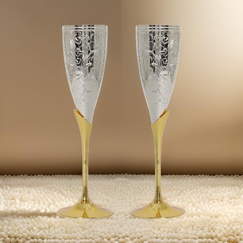 INTERNATIONAL GIFT® German Silver Wine Glass/Wine Goblet Set of 2 Pieces Glass | Happy Anniversary Customize Velvet Box with Carry Bag,300 Ml - Image 2